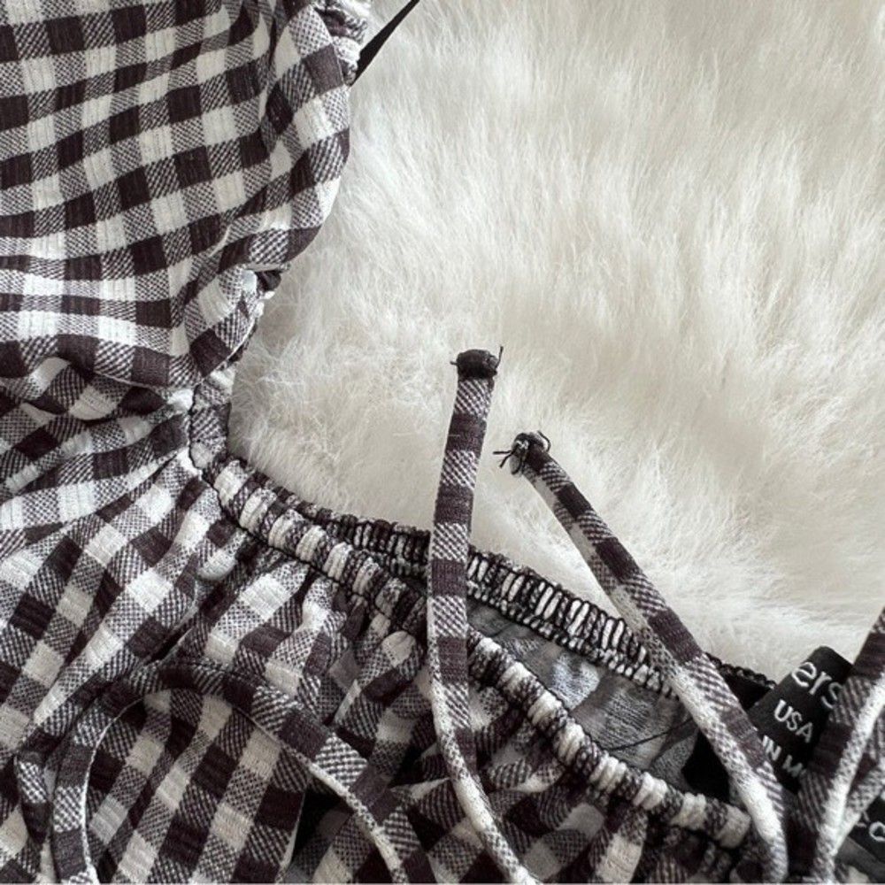 Bershka Gingham Cropped Top Black - Picture 6 of 15